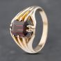 Second Hand Vintage Yellow Gold Garnet Oblong Signet Ring 41341805