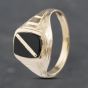 Second Hand 9ct Yellow Gold Onyx Oblong Gold Line Signet Ring 41341807