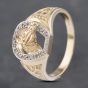 Second Hand 9ct Yellow Gold Diamond Horse Signet Ring 41341813