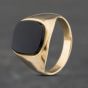 Second Hand Vintage 9ct Yellow Gold Onyx Oblong Signet Ring 41341833