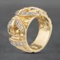 Second Hand 9ct Yellow Gold Cubic Zirconia Heavy Double Buckle Ring 41341835