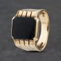 Second Hand 9ct Yellow Gold Onyx Large Oblong Signet Ring 41341886