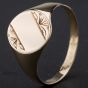 Second Hand 9ct Yellow Gold Oval Part Engraved Signet Ring 4134200