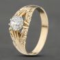 Second Hand 9ct Yellow Gold Cubic Zirconia Single Stone Signet Ring 41342017