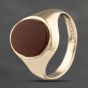 Second Hand 9ct Yellow Gold Bloodstone Oval Signet Ring 41342027