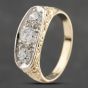 Second Hand 9ct Yellow Gold Cubic Zirconia Oblong Three Stone Signet Ring 41342028