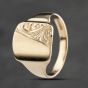 Second Hand 9ct Yellow Gold Oblong Half Engraved Signet Ring 41342049