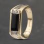 Second Hand 9ct Yellow Gold Onyx & Diamond Oblong Signet Ring 41342088