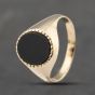 Second Hand Vintage 9ct Yellow Gold Onyx Oval Signet Ring 41342091
