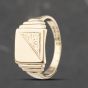 Second Hand 9ct Yellow Gold Square Part Engraved Signet Ring 41342101