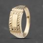 Second Hand 9ct Yellow Gold Oblong Part Engraved Signet Ring 41342104