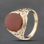 Second Hand 9ct Yellow Gold Carnelian Large Oval Signet Ring 41342109