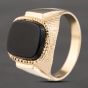 Second Hand 9ct Yellow Gold Onyx Large Oblong Signet Ring 41342123