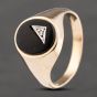 Second Hand 9ct Yellow Gold Onyx & Diamond Oval Signet Ring 41342125