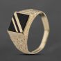 Second Hand 9ct Yellow Gold Onyx Square Signet Ring 41342164