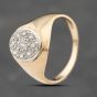 Second Hand 9ct Yellow Gold Cubic Zirconia Oval With Diamond Shoulders Signet Ring 41342184