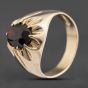 Second Hand 9ct Yellow Gold Garnet Oval Signet Ring 41342189