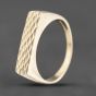 Second Hand 9ct Yellow Gold Oblong Diamond Cut Signet Ring 41342198