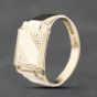 Second Hand 9ct Yellow Gold Square Part Engraved Signet Ring 41342199