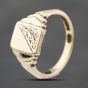 Second Hand Vintage 9ct Yellow Gold Half Engraved Oblong Signet Ring 41342212