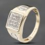 Second Hand 9ct Yellow Gold 0.10ct Brilliant Cut Diamond Square Signet Ring 41342218