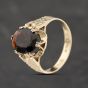 Second Hand 9ct Yellow Gold Garnet Oval Signet Ring 41342237