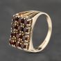 Second Hand 9ct Yellow Gold Garnet Grid Signet Ring 41342238