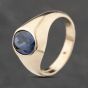 Second Hand 9ct Yellow Oval Synthetic Sapphire Signet Ring 41342242