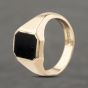 Second Hand 9ct Yellow Gold Onyx Hexagon Signet Ring 41342252