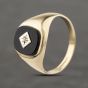 Second Hand 9ct Yellow Gold Onyx & Diamond Oblong Signet Ring 41342256