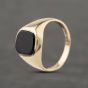 Second Hand 9ct Yellow Gold Onyx Cushion Signet Ring 41342257