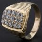 Second Hand 9ct Yellow Gold 3 Row Cubic Zirconia 15 Stone Set Signet Ring 4134225