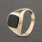 Second Hand 9ct Yellow Gold Onyx Cushion Signet Ring 41342264