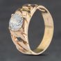 Second Hand 9ct Yellow Gold Cubic Zirconia Chain Link Shoulders Signet Ring 41342286