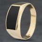 Second Hand 9ct Yellow Gold Onyx Oblong Signet Ring 41342287