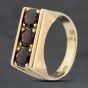 Second Hand 9ct Yellow Gold Garnet Three Stone Signet Ring 41342302