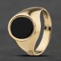 Second Hand Vintage 9ct Yellow Gold Onyx Oval Signet Ring 41342328