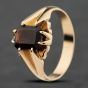 Second Hand Vintage 9ct Yellow Gold Garnet Oblong Signet Ring 41342329