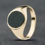 Second Hand 9ct Yellow Gold Bloodstone Oval Signet Ring 41342339