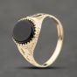 Second Hand 9ct Yellow Gold Onyx Oval Signet Ring 41342363