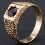Second Hand 9ct Yellow Gold Garnet Single Stone Signet Ring 4134236