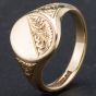 Second Hand 9ct Yellow Gold Oval Half Engraved Signet Ring 4134238