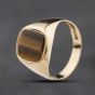 Second Hand 9ct Yellow Gold Tigers Eye Cushion Shape Signet Ring 41342392