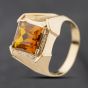 Second Hand 9ct Yellow Gold Synthetic Golden Yellow Sapphire Set Signet Ring 41342395