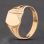 Second Hand 9ct Yellow Gold Part Engraved Signet Ring 41342406