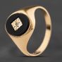 Second Hand 9ct Yellow Gold Onyx & Diamond Signet Ring 41342418