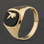 Second Hand Vintage 9ct Yellow Gold Onyx Playboy Signet Ring 41342453