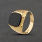 Second Hand 9ct Yellow Gold Onyx Oblong Signet Ring 41342470