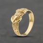 Second Hand 9ct Yellow Gold Flower Pattern Buckle Ring 41342471