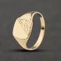 Second Hand 9ct Yellow Gold Cushion Shape Half Engraved Signet Ring 41342490